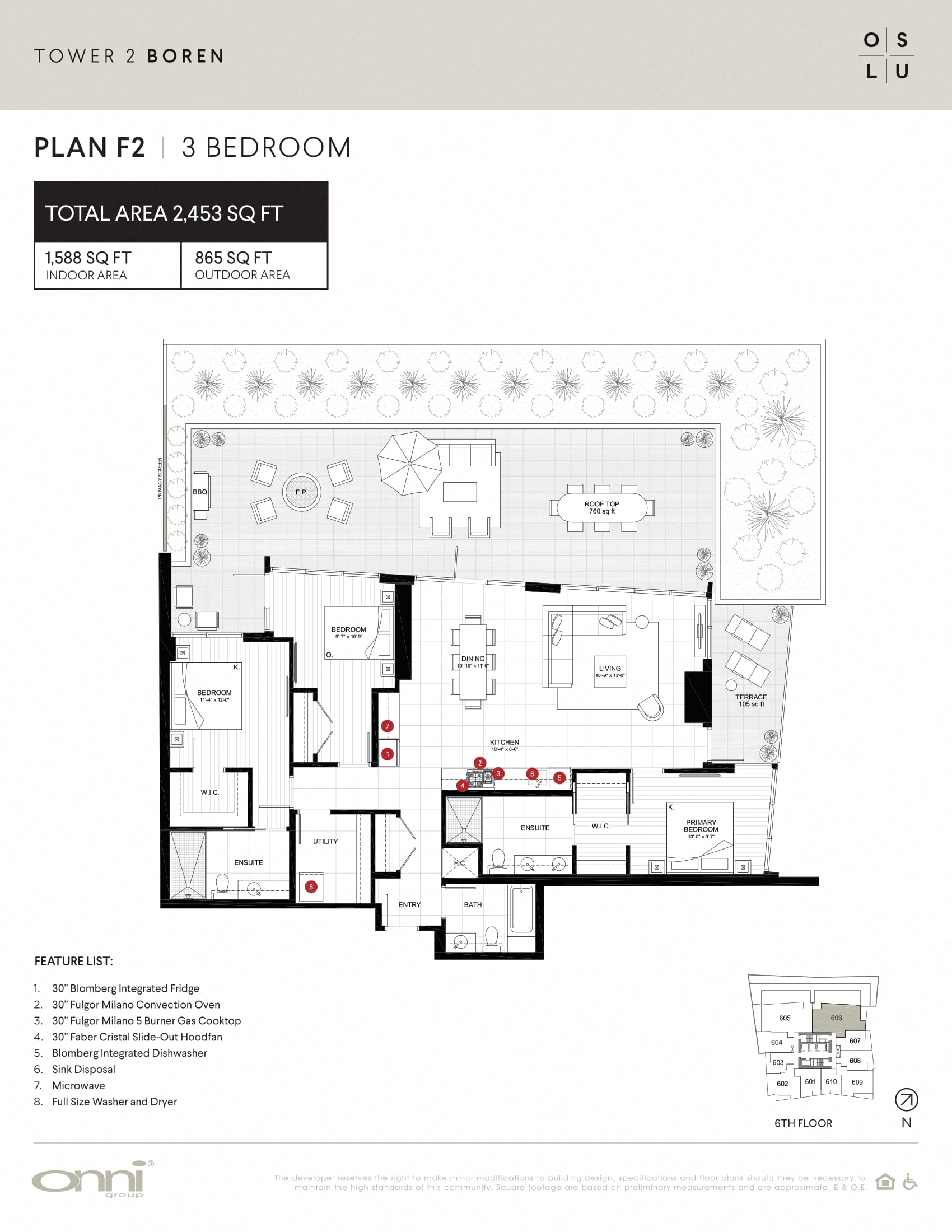 Floor plan for 3 beds, 3 baths, 1588 sqft